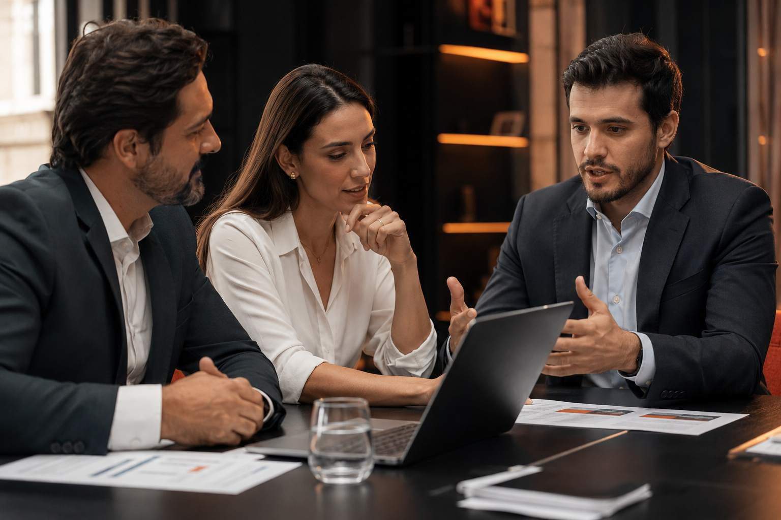 Equipe em atendimento empresarial consultivo