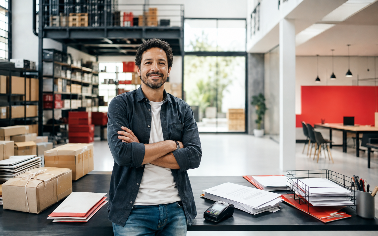 Empresário em sua operação avaliando o fluxo financeiro da empresa